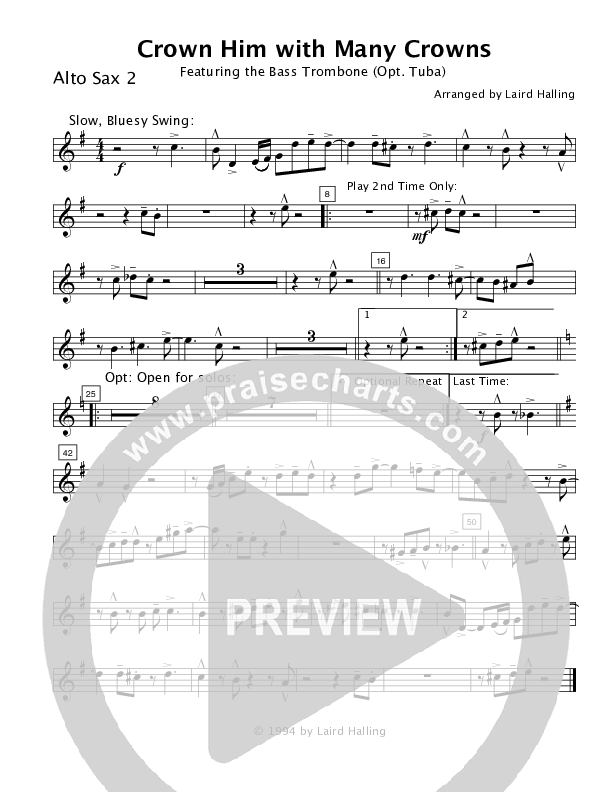 Crown Him with Many Crowns (Instrumental) Alto Sax 1/2 (Crosswinds Big Band)