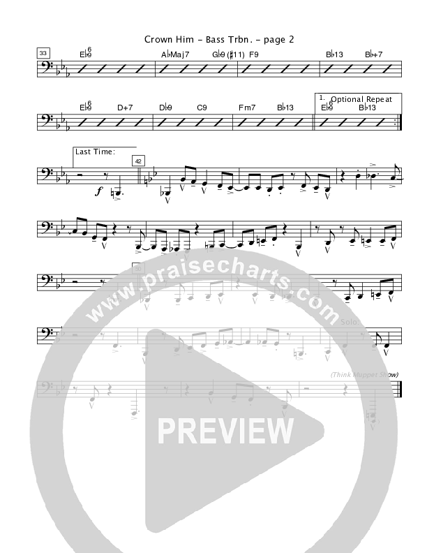 Crown Him with Many Crowns (Instrumental) Bass Trombone (Crosswinds Big Band)