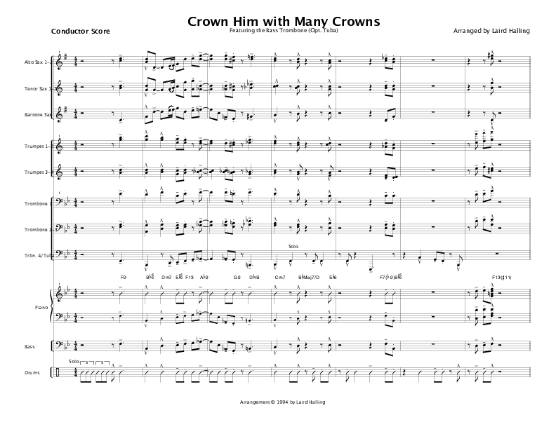 Crown Him with Many Crowns (Instrumental) Conductor's Score (Crosswinds Big Band)