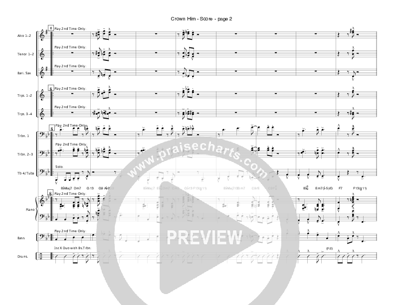 Crown Him with Many Crowns (Instrumental) Conductor's Score (Crosswinds Big Band)