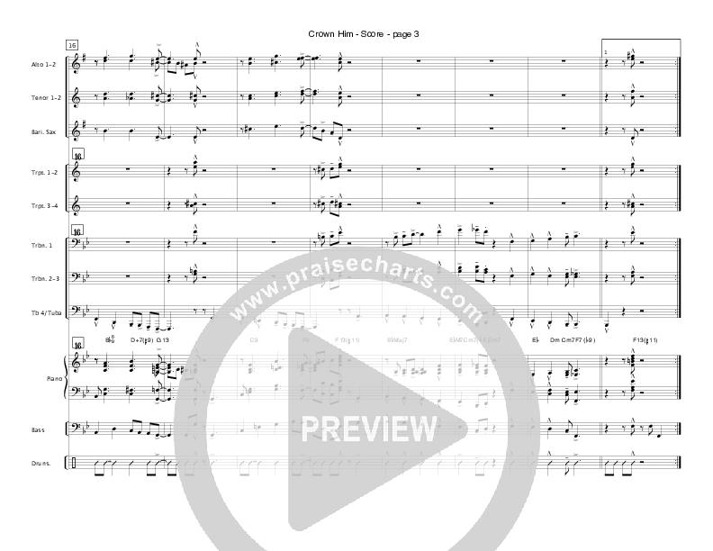 Crown Him with Many Crowns (Instrumental) Conductor's Score (Crosswinds Big Band)