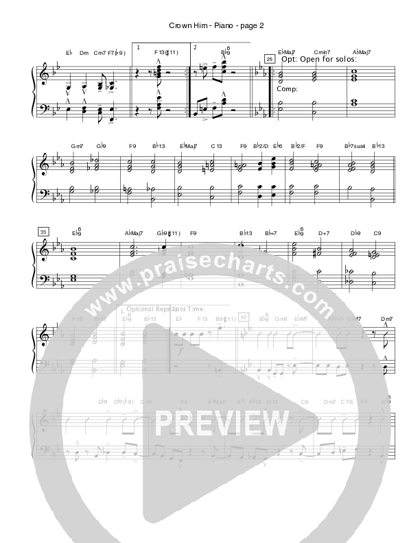 Crown Him with Many Crowns (Instrumental) Piano Sheet (Crosswinds Big Band)