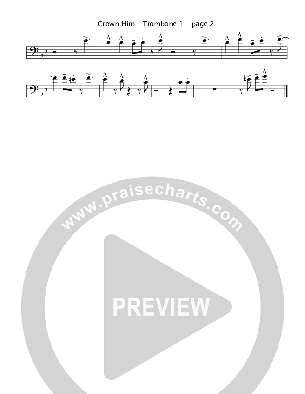 Crown Him with Many Crowns (Instrumental) Trombone 1 (Crosswinds Big Band)