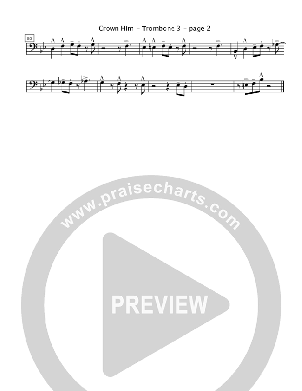 Crown Him with Many Crowns (Instrumental) Trombone 3 (Crosswinds Big Band)