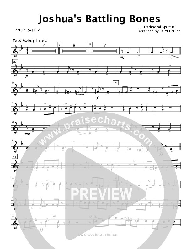 Joshua's Battling Bones (Instrumental) Tenor Sax 1/2 (Crosswinds Big Band)