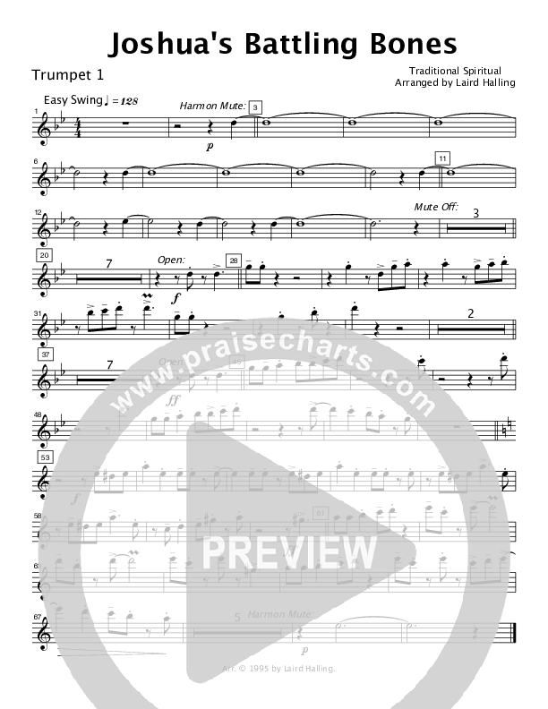 Joshua's Battling Bones (Instrumental) Trumpet 1 (Crosswinds Big Band)