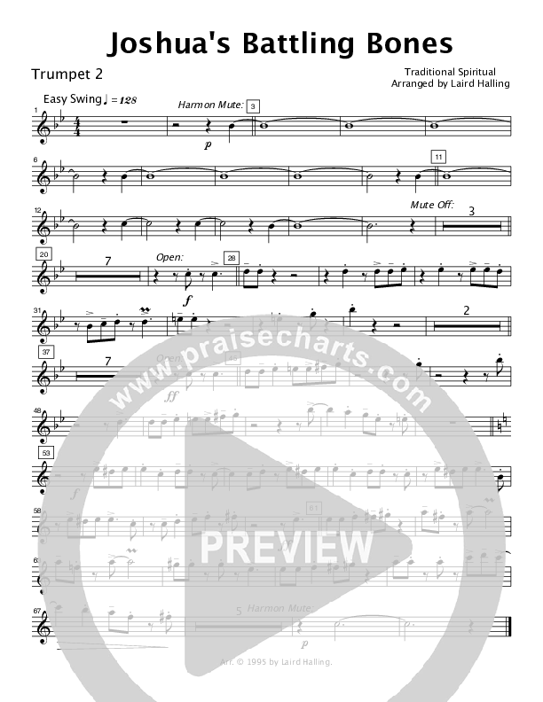 Joshua's Battling Bones (Instrumental) Trumpet 2 (Crosswinds Big Band)