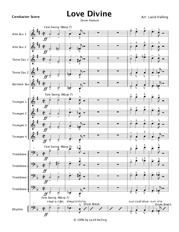 Love Divine (Instrumental) Conductor's Score (Crosswinds Big Band)