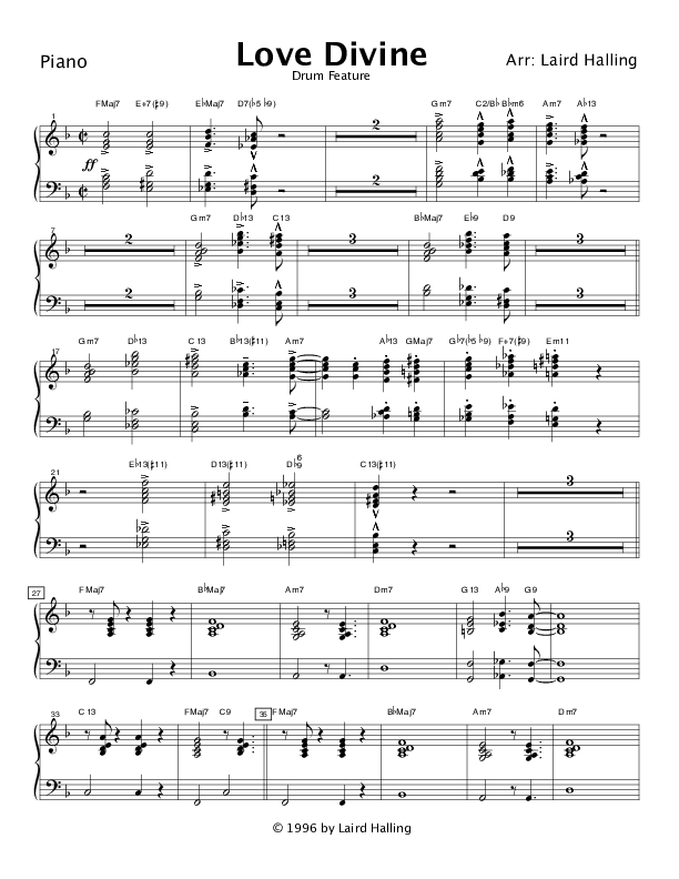 Love Divine (Instrumental) Piano Sheet (Crosswinds Big Band)