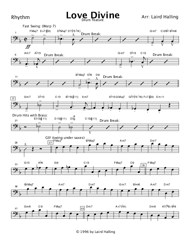 Love Divine (Instrumental) Rhythm Chart (Crosswinds Big Band)