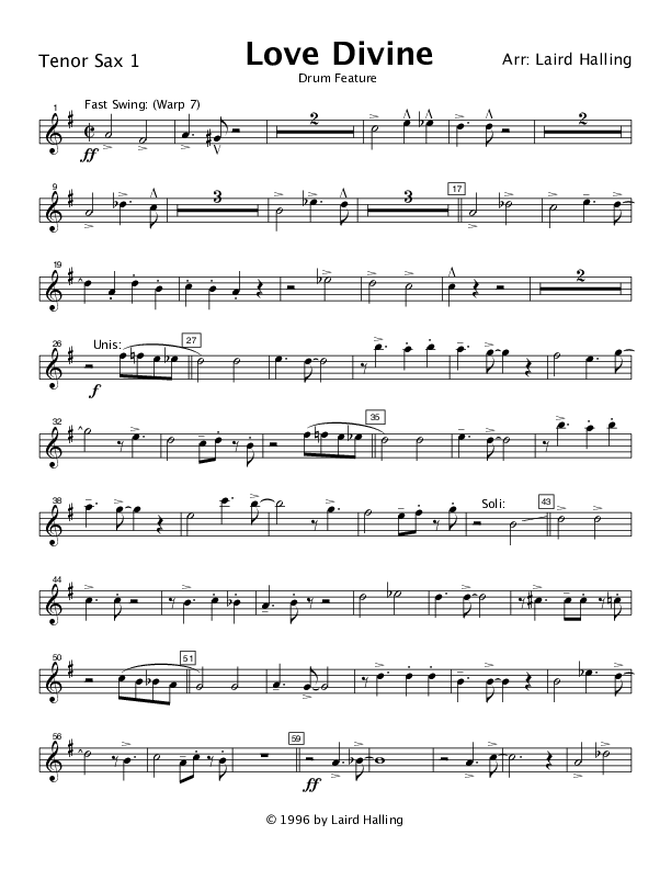 Love Divine (Instrumental) Tenor Sax 1/2 (Crosswinds Big Band)