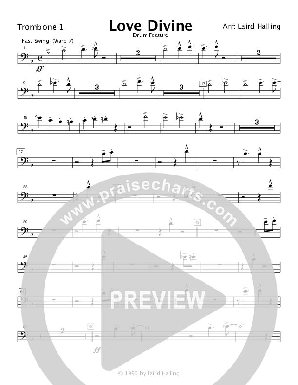 Love Divine (Instrumental) Trombone 1 (Crosswinds Big Band)