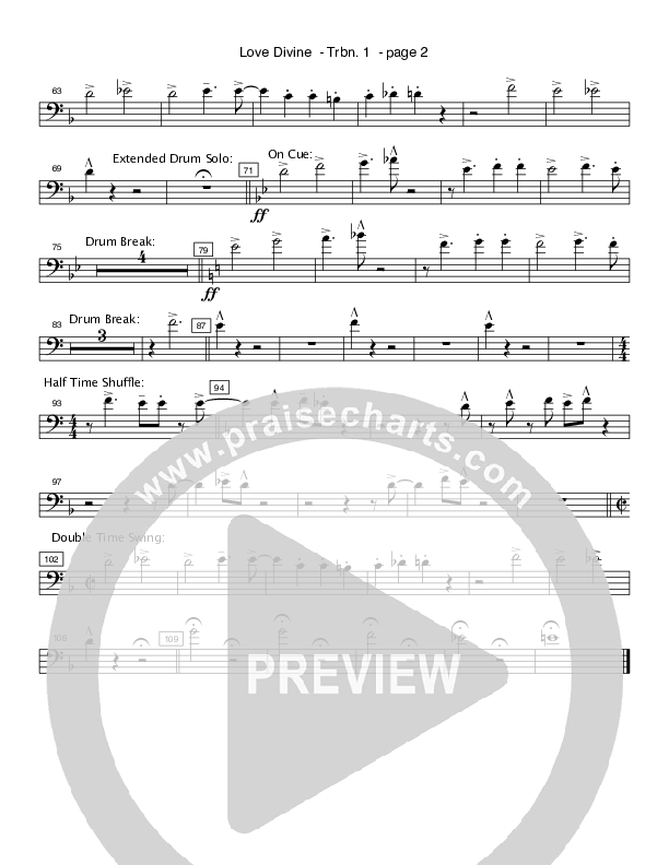 Love Divine (Instrumental) Trombone 1 (Crosswinds Big Band)