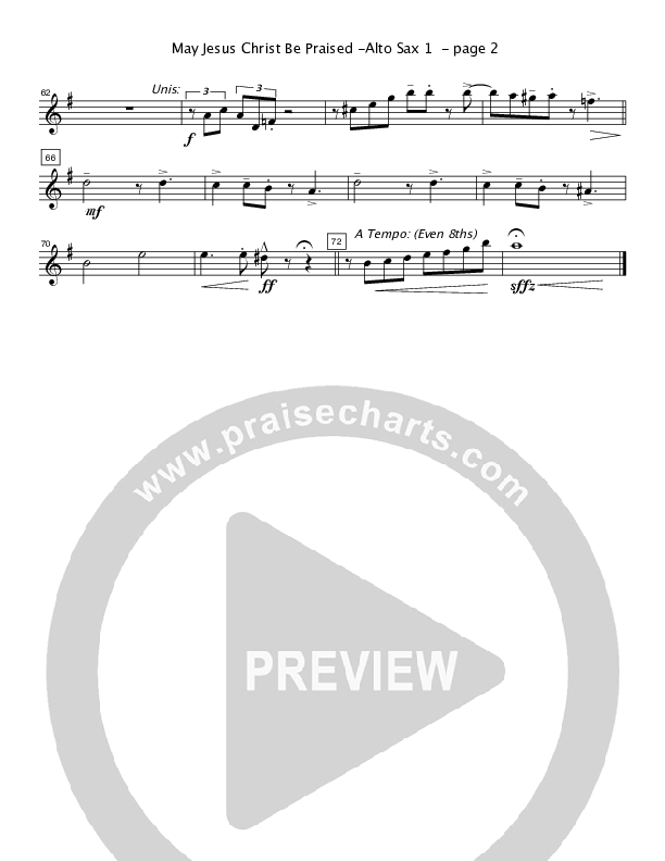 May Jesus Christ Be Praised (When Morning Gilds the Skies) (Instrumental) Alto Sax 1/2 (Crosswinds Big Band)