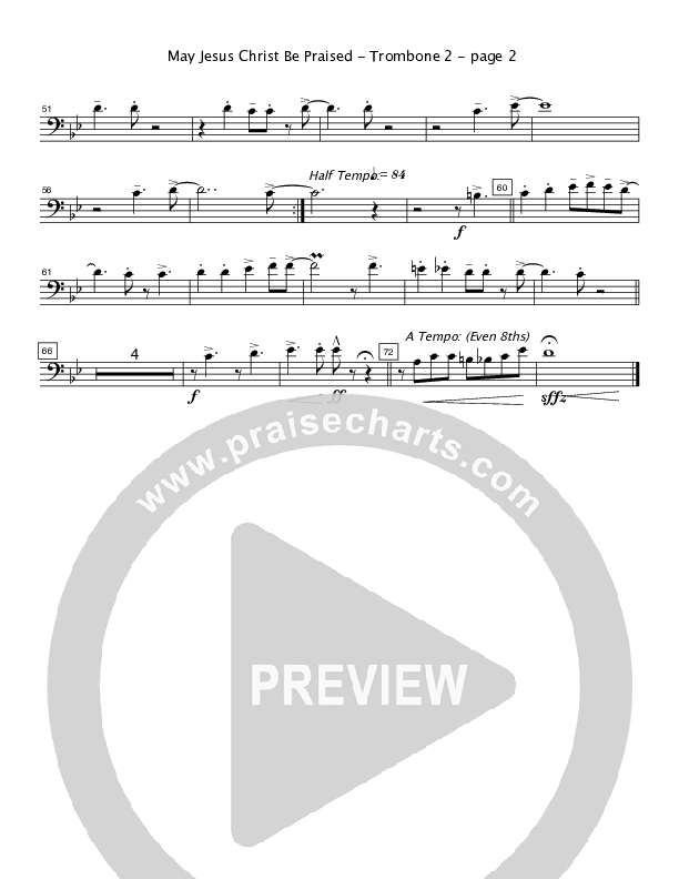 May Jesus Christ Be Praised (When Morning Gilds the Skies) (Instrumental) Trombone 2 (Crosswinds Big Band)