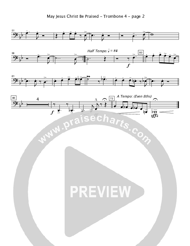 May Jesus Christ Be Praised (When Morning Gilds the Skies) (Instrumental) Trombone 4 (Crosswinds Big Band)