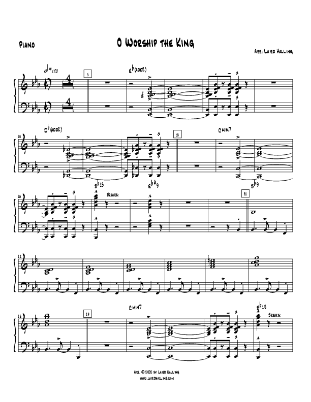 O Worship the King (Instrumental) Piano Sheet (Crosswinds Big Band)