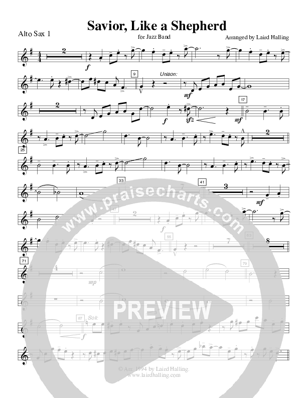 Savior Like a Shepherd (Instrumental) Alto Sax (Crosswinds Big Band)