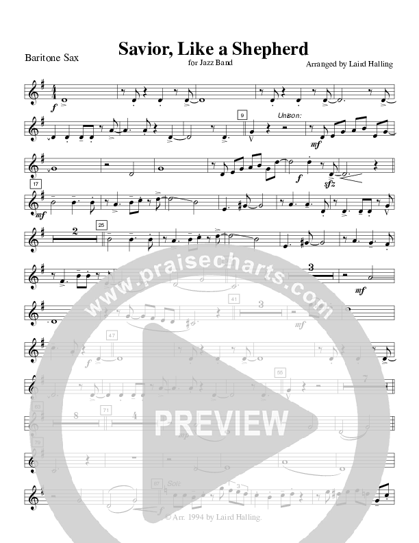 Savior Like a Shepherd (Instrumental) Bari Sax (Crosswinds Big Band)