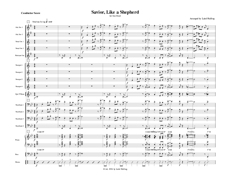Savior Like a Shepherd (Instrumental) Conductor's Score (Crosswinds Big Band)