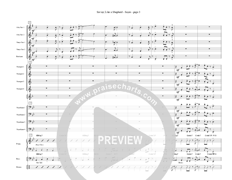 Savior Like a Shepherd (Instrumental) Conductor's Score (Crosswinds Big Band)