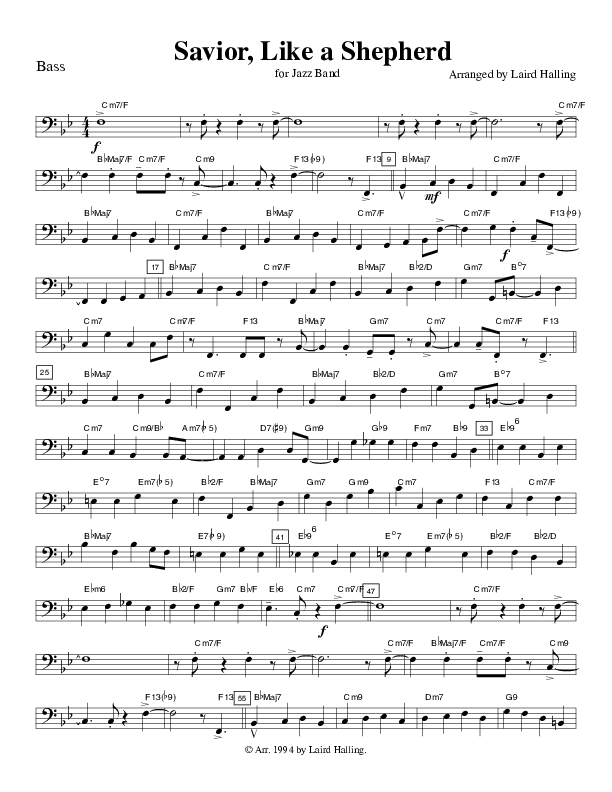 Savior Like a Shepherd (Instrumental) Double Bass (Crosswinds Big Band)