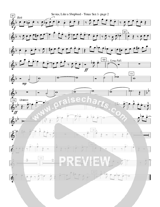 Savior Like a Shepherd (Instrumental) Tenor Sax 1/2 (Crosswinds Big Band)