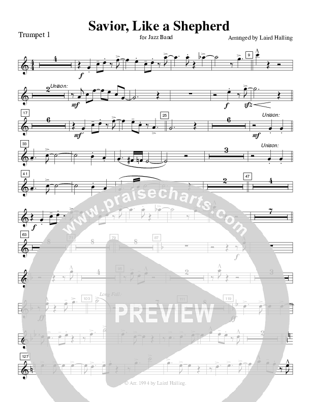 Savior Like a Shepherd (Instrumental) Trumpet 1 (Crosswinds Big Band)