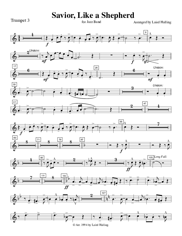 Savior Like a Shepherd (Instrumental) Trumpet 3/4 (Crosswinds Big Band)