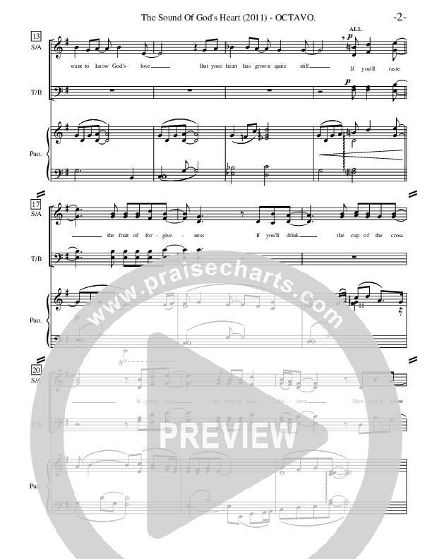 The Sound Of God's Heart Piano/Vocal (SATB) (Ric Flauding / Carrie Rinderer)