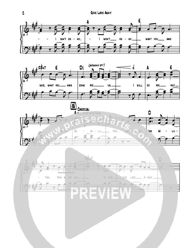 Give Love Away Lead & Piano (Exodus)