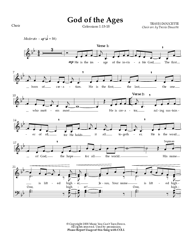 God Of The Ages Choir Sheet (Exodus)