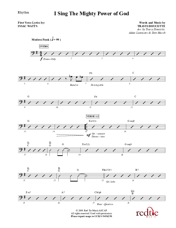 I Sing The Mighty Power Of God Rhythm Chart (Exodus)