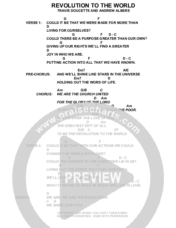 Revolution To The World Chord Chart (Exodus)