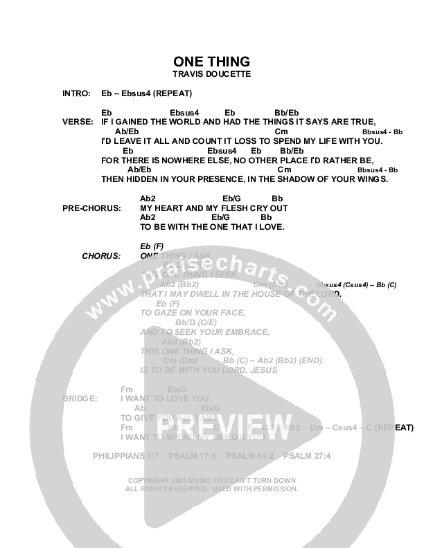 One Thing Chord Chart (Caleb Grimm)