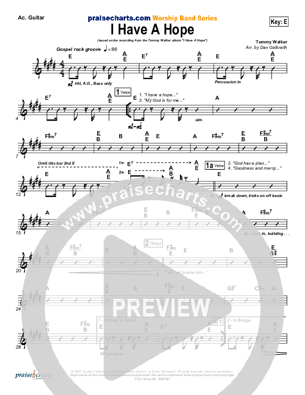 I Have A Hope Rhythm Chart (Tommy Walker)