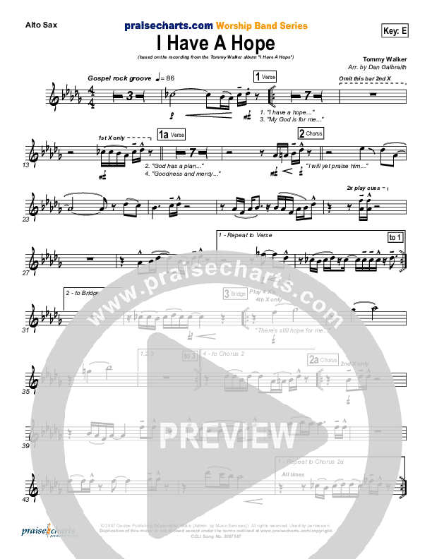 I Have A Hope Alto Sax (Tommy Walker)