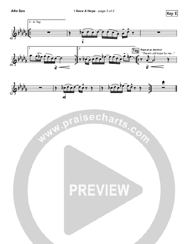 I Have A Hope Alto Sax (Tommy Walker)