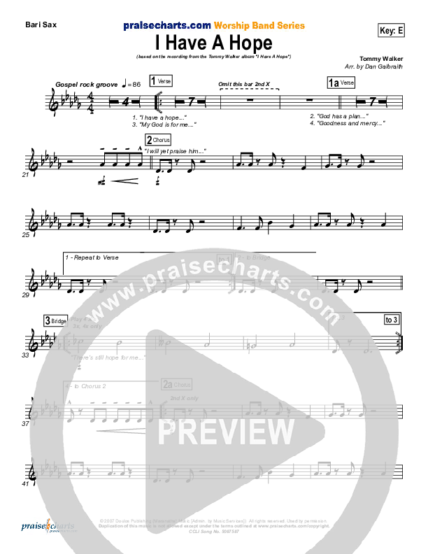 I Have A Hope Bari Sax (Tommy Walker)
