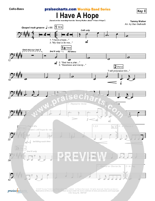 I Have A Hope Cello/Bass (Tommy Walker)