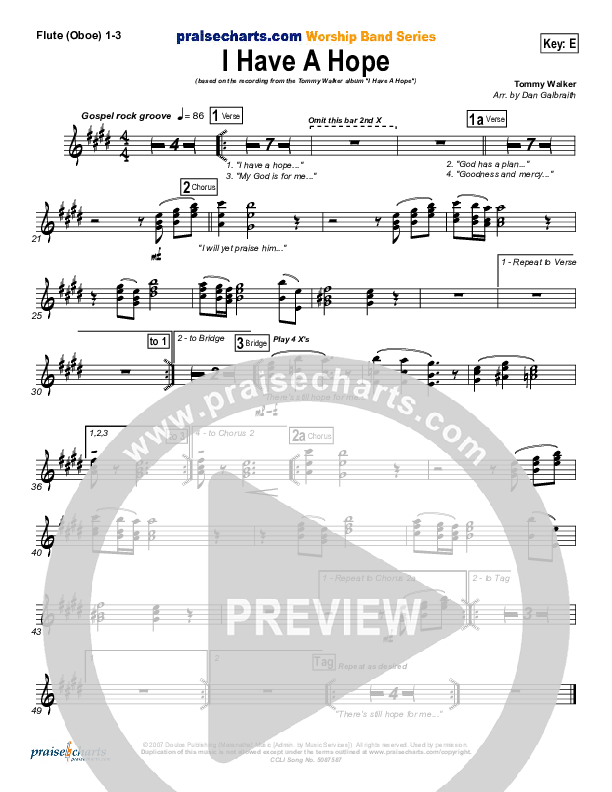 I Have A Hope Flute/Oboe 1/2/3 (Tommy Walker)