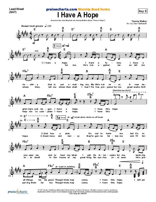 I Have A Hope Lead Sheet (Tommy Walker)