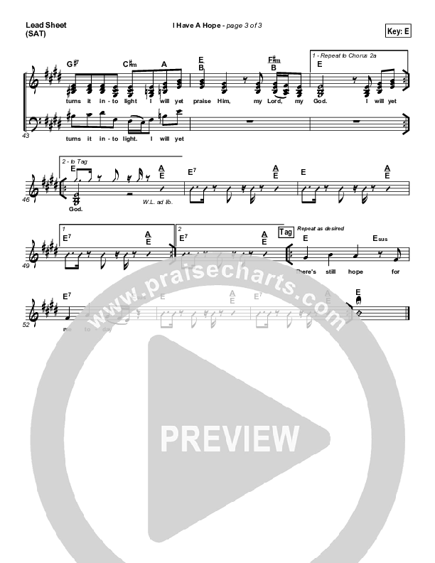 I Have A Hope Lead Sheet (Tommy Walker)