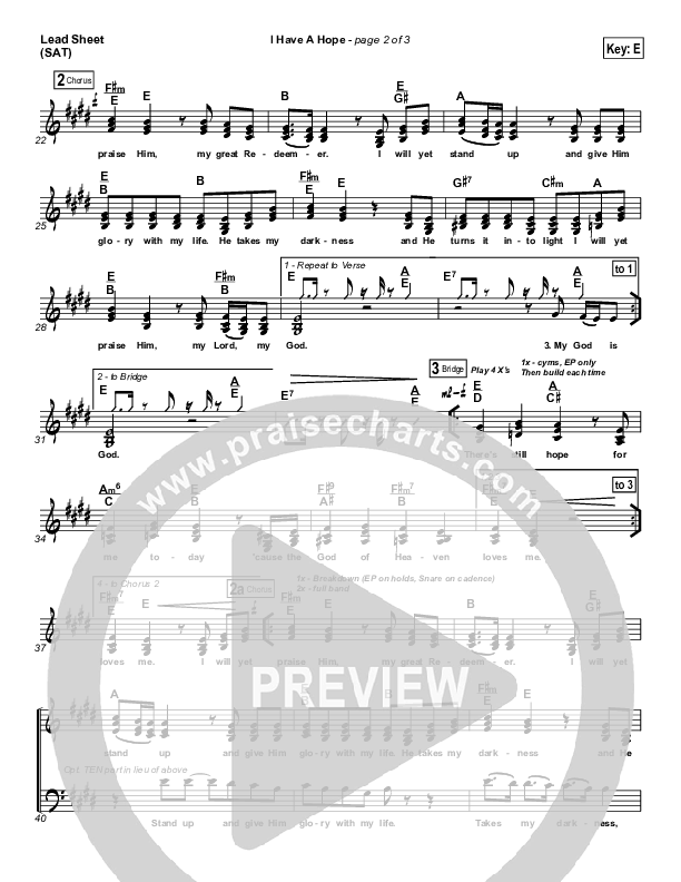 I Have A Hope Lead Sheet (SAT) (Tommy Walker)