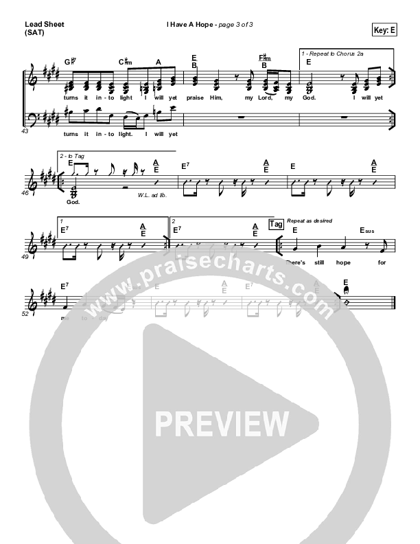 I Have A Hope Lead Sheet (SAT) (Tommy Walker)