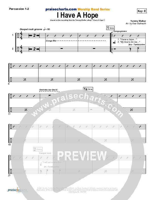 I Have A Hope Percussion 1/2 (Tommy Walker)