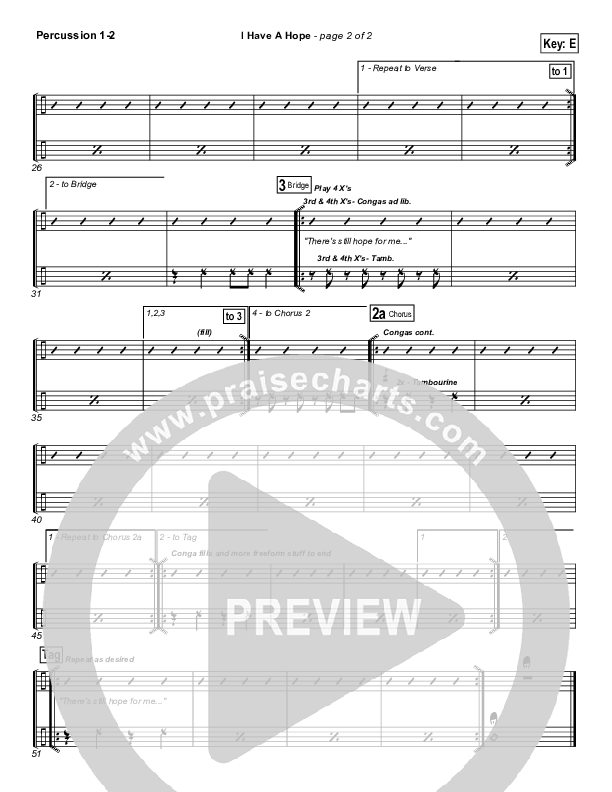 I Have A Hope Percussion 1/2 (Tommy Walker)