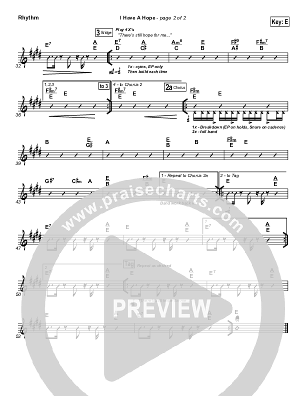 I Have A Hope Rhythm Chart (Tommy Walker)