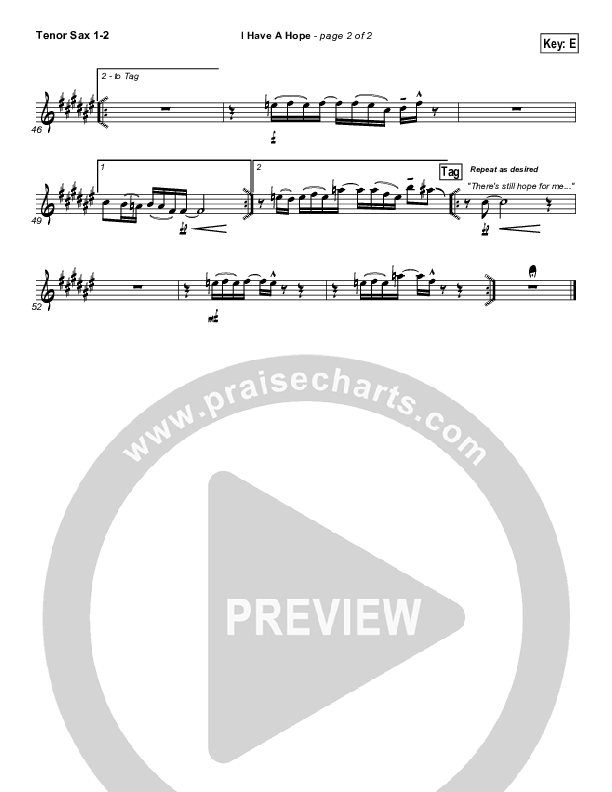 I Have A Hope Tenor Sax 1/2 (Tommy Walker)