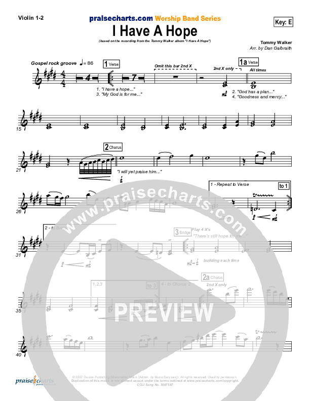 I Have A Hope Violin 1/2 (Tommy Walker)